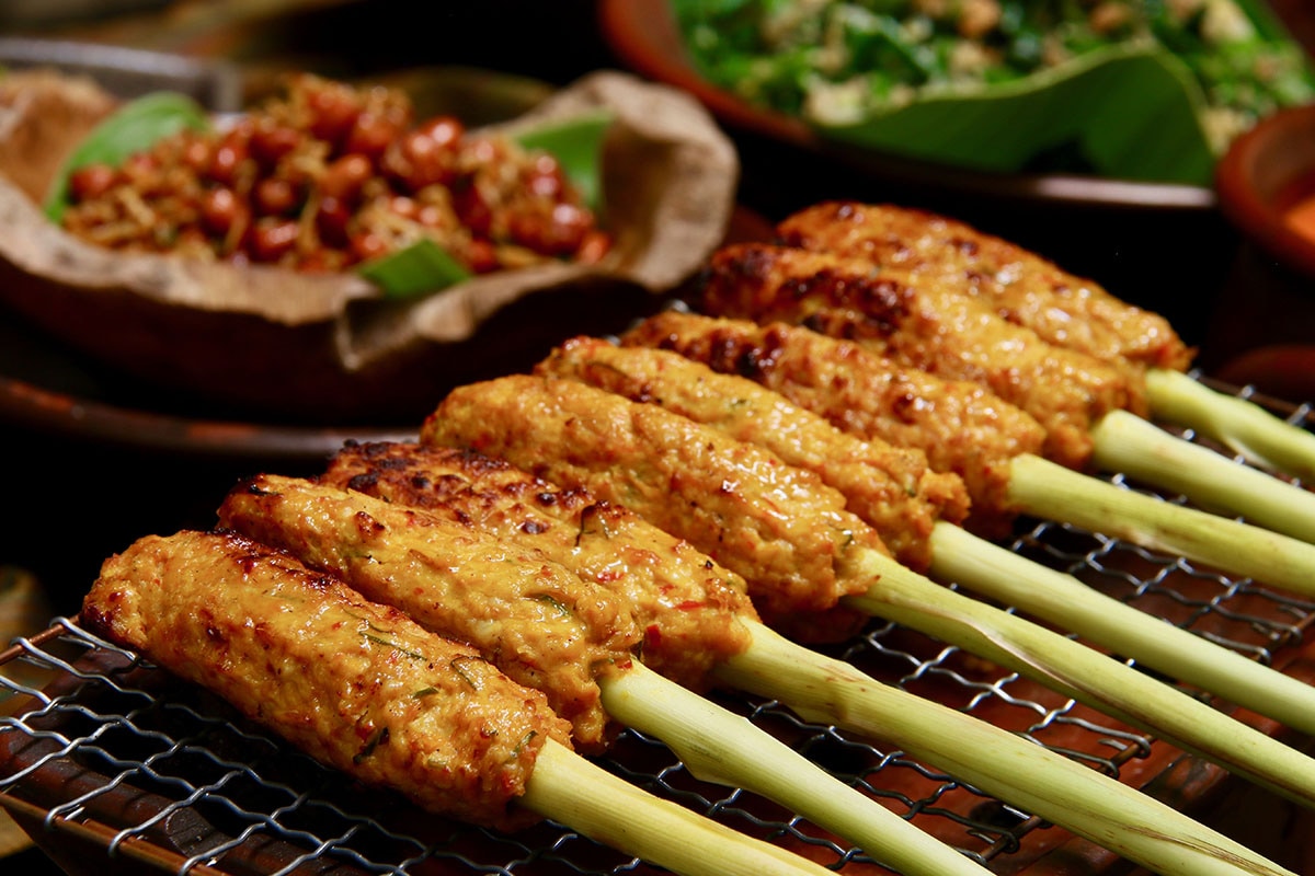a row of Sate Lilit